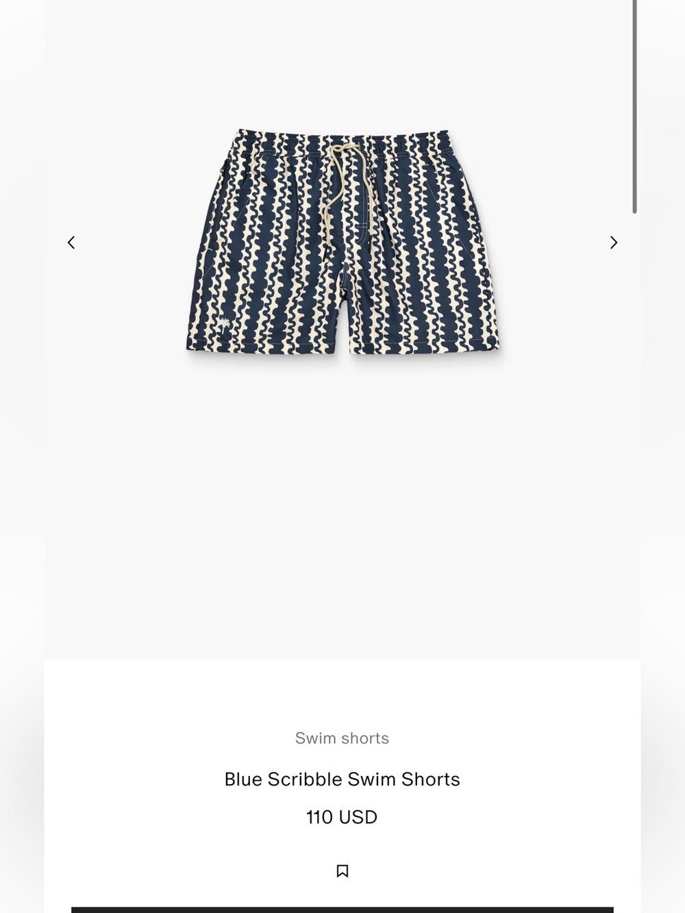 OAS Navy and Cream Wave-Print Swim Shorts
